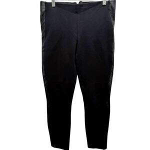J. CREW Black Stretch Flat Front Pants With Leather Trim Size 8
